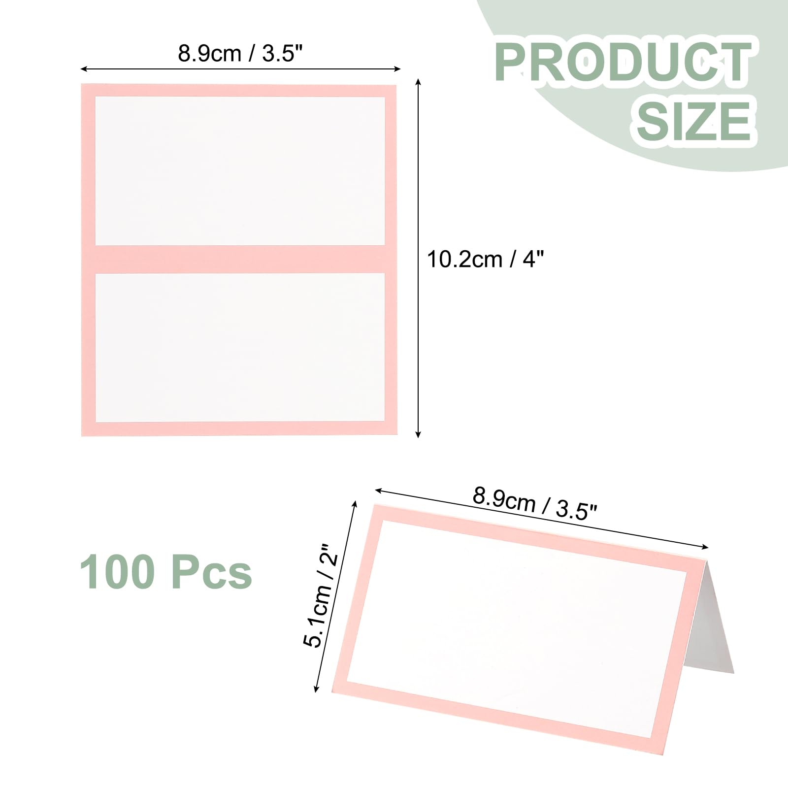 PATIKIL 100Pcs Table Place Cards, 3.5 x 2 Inches Blank Name Place Cards for Table Setting Wedding Reception Buffet Light Pink - Image 2