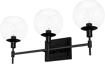 Hunter - Xidane 3-Light Matte Black, Medium Size Vanity Light, Dimmable, Mid Century Modern Style, for Bedrooms, Kitchens, Foyers, Bathrooms - 19509