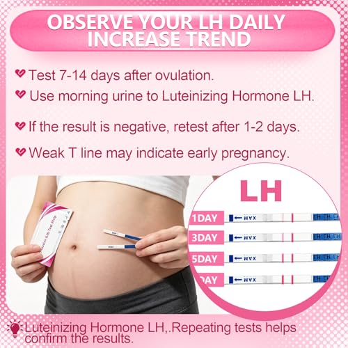 50 Stück Ovulation Test Streifen, Ovaluationstests Streifen, Frauen Eisprung Test, Zuverlässige Früherkennung, 25 miu/ml Sensitive, Schnelle und Leicht Abzulesen Ergebnisse