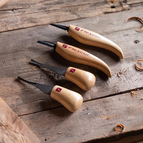 Image of Flexcut Wood Carving Tools| Beginner Palm & Knife Set | 1095 High Carbon Steel Blades| Ergonomic Ashwood Handles | KN600 | Made in the U.S.A.