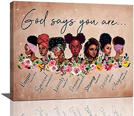 African American Inspirational Wall Art Black Girl Canvas Wall Art Dector Giclee Printed Pictures Wall Decor – God Says You Are For Living Room Bedroom Bathroom Framed Ready To Hang 16×20 Inch African American Inspirational Wall Art Black Girl Canvas Wall Art Dector Giclee Printed Pictures Wall Decor – God Says You Are For Living Room Bedroom Bathroom Framed Ready To Hang 16×20 Inch