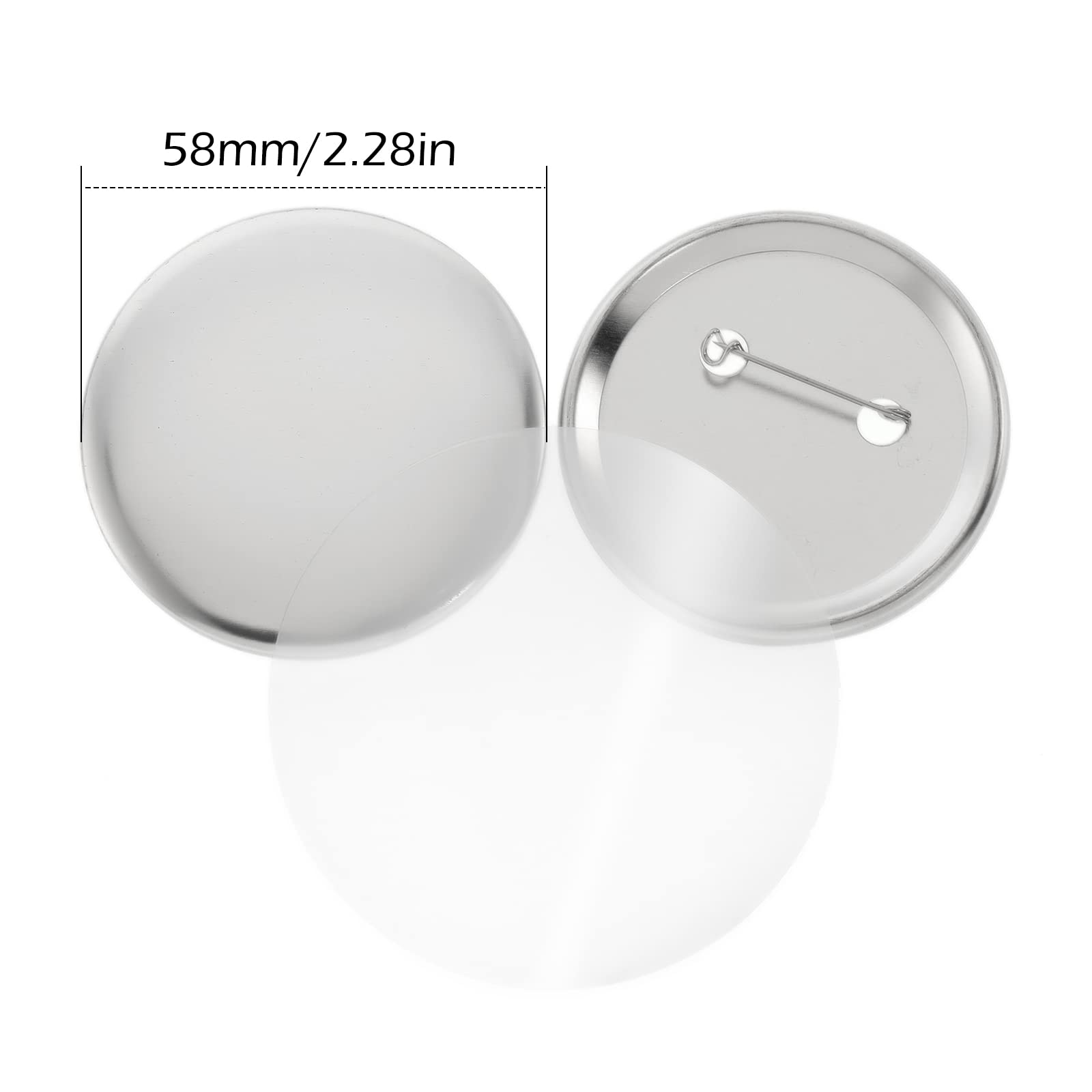 Dyna-Living Lot de 200 badges ronds en métal 58 mm avec épingle de sûreté