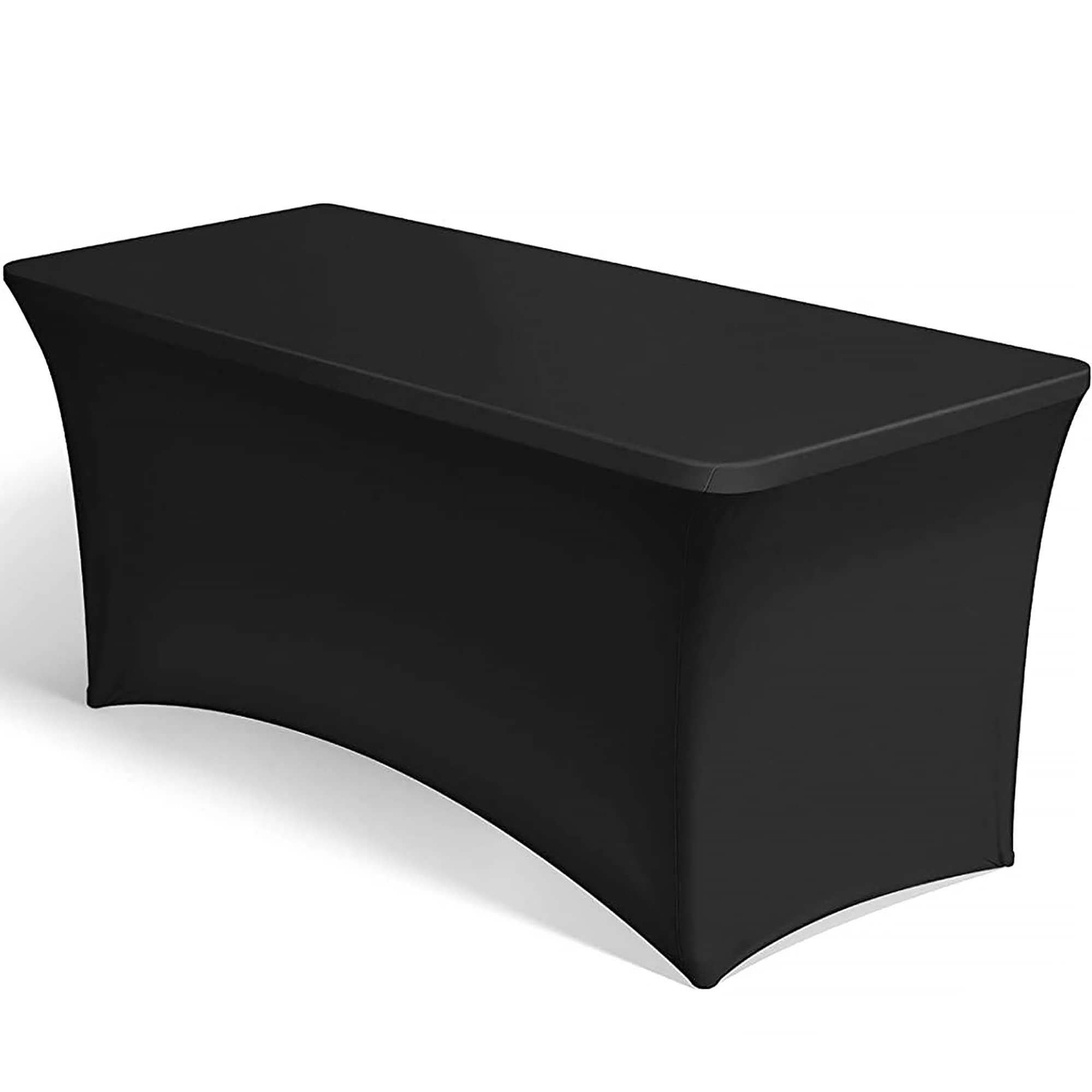 Crystals 6 FT Heavy‑Duty Folding Trestle Table – Catering, Camping & Picnic 6 Feet Table Cover for BBQ, Party Plastic Tables, Events – Portable Party for Indoor/Outdoor Use (Cover BLACK)