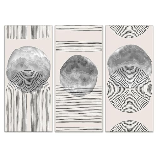 Lupia - Grande Quadro Moderno 3 Pezzi 100x150 cm, Stampa su Tela Lines Geometrico Astratto, Decorazione per Soggiorno, Camera, Ufficio, Trittico Diviso in 3 Pannelli, Legno