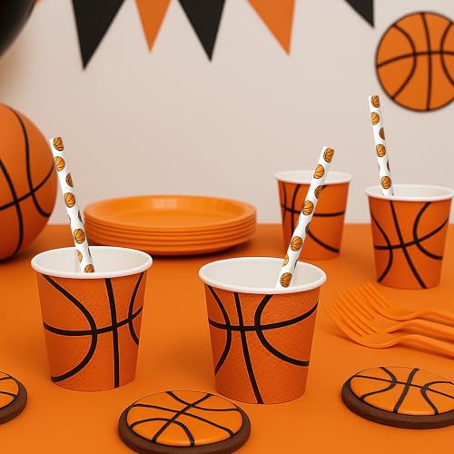 Pitillos de Papel Deportivos para Fiesta de Baloncesto miniatura 3