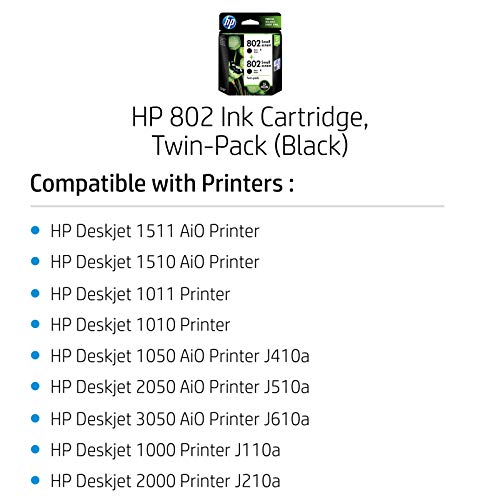 Image of HP 802 Ink Cartridge, Twin-Pack (Black)