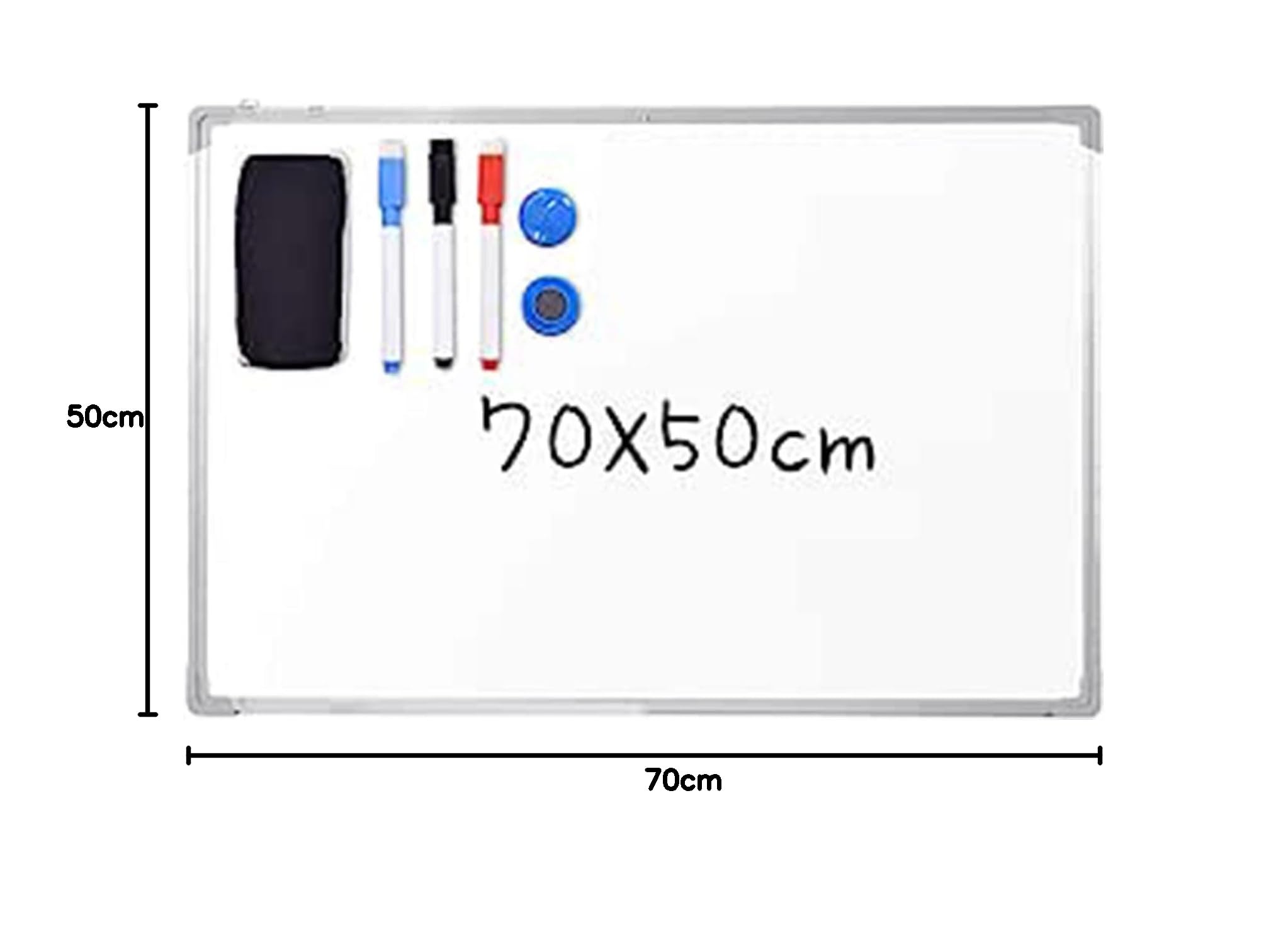 GOPLUS Magnetisches Whiteboard, 70 x 50 cm, Magnettafel mit abnehmbare Stiftablage, 3 schwarz Whiteboard Marker, 2 Magnete und Board Radiergummi, trocken Magnetpinnwand für Schule, Heim & Büro