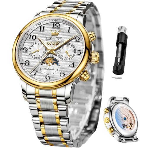 Image of OLEVS Automatic Watches for Men Luxury Skeleton Multi-Function Mechanical Watch Self Winding Date Waterproof Luminous Mens Watch