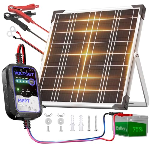 Voltset Solar Panel Kit 20W 12V with MPPT Controller, Solar Battery Trickle Charger Maintainer...