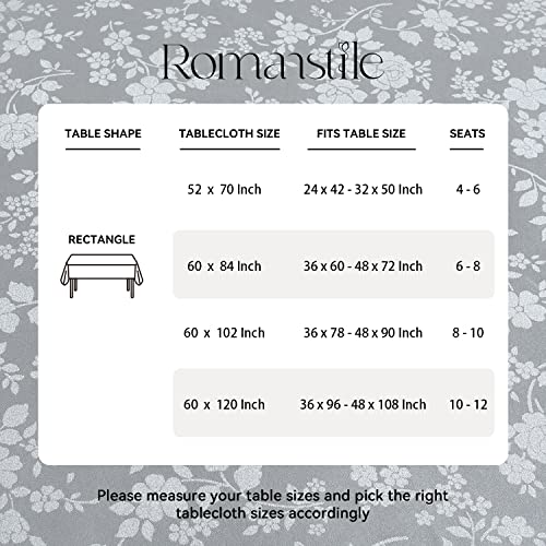 Image of Romanstile Waterproof Vinyl Tablecloth Rectangle, 54 x 78 Inch, Rose Grey | Flannel Backing Wipeable Table Cloth, Heavy Duty Plastic PU Table Cover for Kitchen Dining, Indoor & Outdoor Use