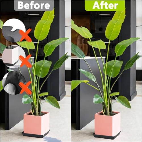 sturiz 4 Stück Blumentopf Untersetzer Eckig 29x29cm Quadratische Untersetzer Blumentopf Schwarz Blumenuntersetzer Pflanzschale Eckig Flach Kunststoff Pflanzen Untersetzer für Outdoor Indoor Pflanzkübe