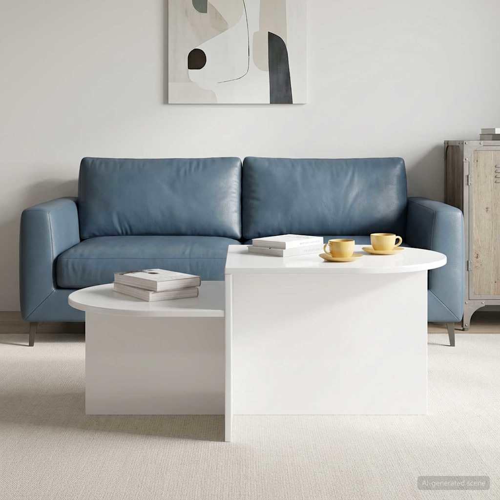 Tavolino da caffè bianco lucido, 100 x 50 x 40 cm, in legno | Moderno tavolo da soggiorno con molto spazio per riviste e decorazioni, ripiano facile da pulire dal design elegante.
