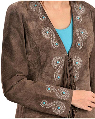 Scully Women's Black Leather Fringe Trench Coat XS2