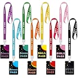 8 Set Hall Pass Lanyards Classrooms Unbreakable PVC Passes Set Teachers Present and School Supplies...