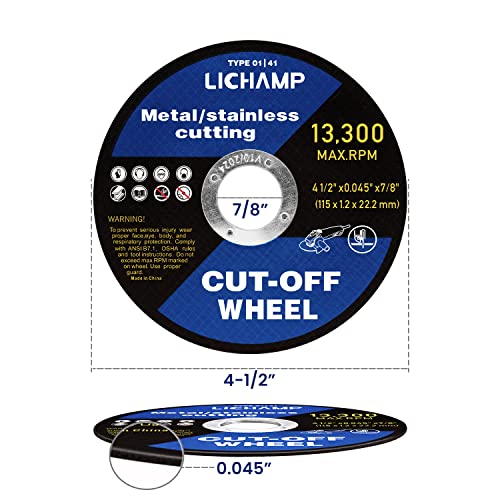 Lichamp COW-A006BK 4-1/2 Cut Off Wheels For Metal, 6 Pack 4.5 Inch Disc Cutting Wheel Cutoff Blade thumb #1