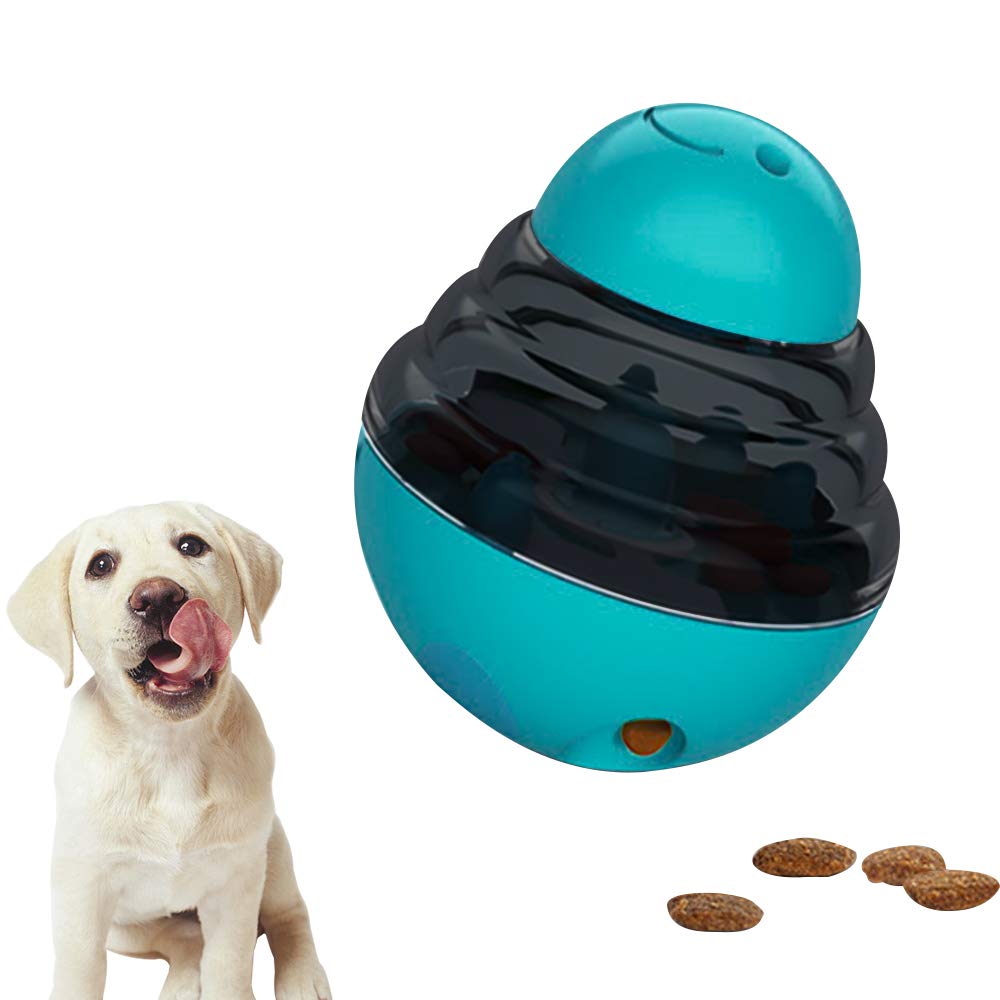 Hillylolly Pelota para Perros, Dispenser de Comida, Juguetes Interactivos para Perros, Alimentador de Comida para Perros, Mascota Trata la Bola, para Mascotas Pequeñas y Medianas (Azul)