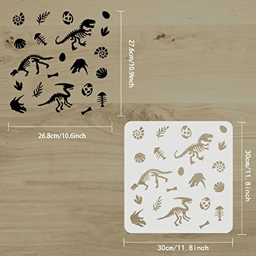 FINGERINSPIRE Dinosaur Skeleton Stencil - 30x30cm Reusable Dinosaur Fossil Stencil for Painting on Paper Tile, Wall, Fabric - Image 2