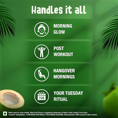 Image of Real Activ Coconut Water (Pack of 6, 200ml Each) | Hydrating & Refreshing Drink with Coconut Flavour | Good for Skin Health