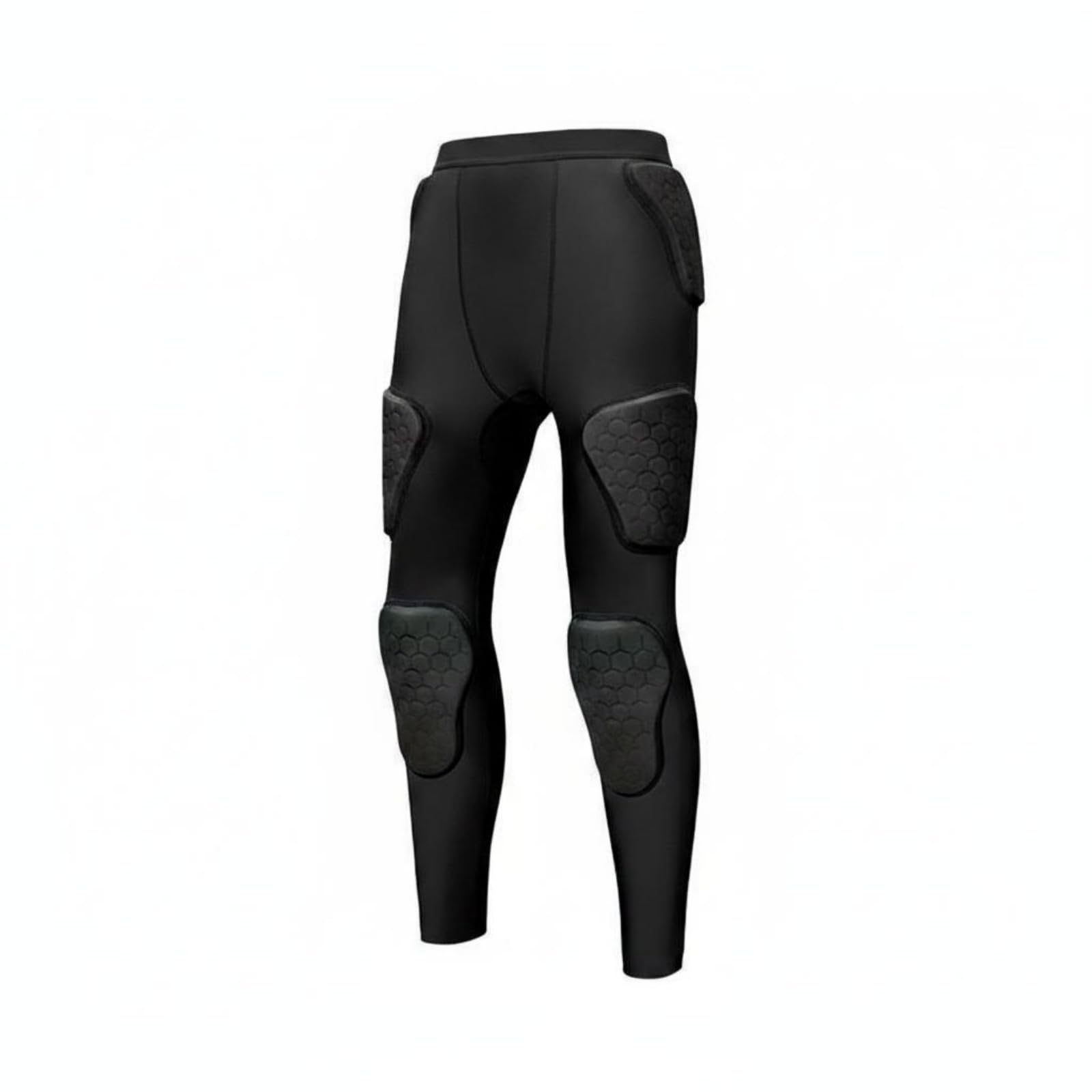 Pantaloni Protettivi Adulti Leggings Compressione Pantaloni Imbottiti Protezione Ginocchio Ammortizzazione Eva vestibilità Stabile Materiale, XXL, Black-Black Line