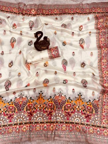 Image of SWORNOF Women's kanjivaram banarasi silk saree for Patola festival Wedding silk with rich pallu Design sarees for women with blouse piece