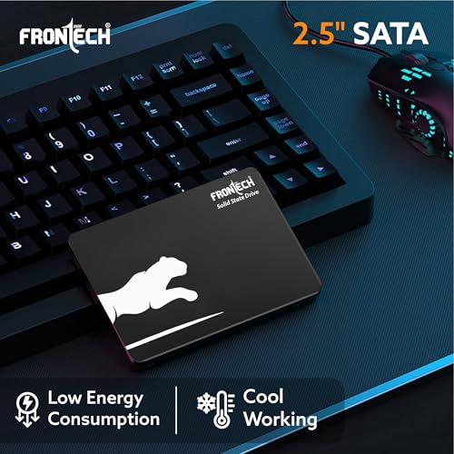 Image of FRONTECH 256GB Internal SSD, 2.5 SATA3, QLC+SMI, Low Energy Consumption, Ultra Fast with Read /Write Speed Upto 540 /470 Mbps, (SSD-0041, Black & White)