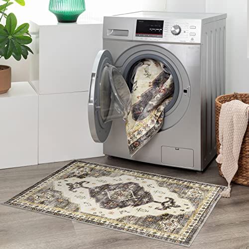 Decomall Emily Washable Runner Rug, Traditional Persian Long Rugs, Non Slip Kitchen Runner, Runners For Hallways, Green 2’6”X9’ #TOP5