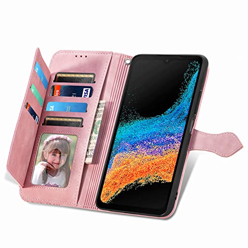 DAMONDY for Revvl 7 5G Wallet Case for Women/Men,T-Mobile Revvl 7 5G Case,7 Card Holder Leather Flip Case with Strap Stand Pocket Shockproof Folio Magnetic Zipper Wallet Purse Case -Pink