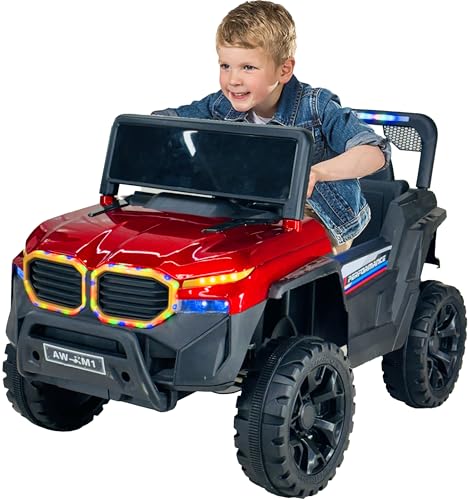 Image of Driving EV Cars for 1, 2, 3, 4, 5, 6 Years | Remote + Steering + Mobile App Control | Kids Jeeps (Entery Level Jeeps [2-6 Years]-XM1, Red)