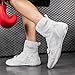 omcam Men's Boxing Shoes, Lightweight Breathable Kickboxing Shoes Non Slip Fashion Wrestling Sneakers Mesh Workout Sports Shoes,White,4