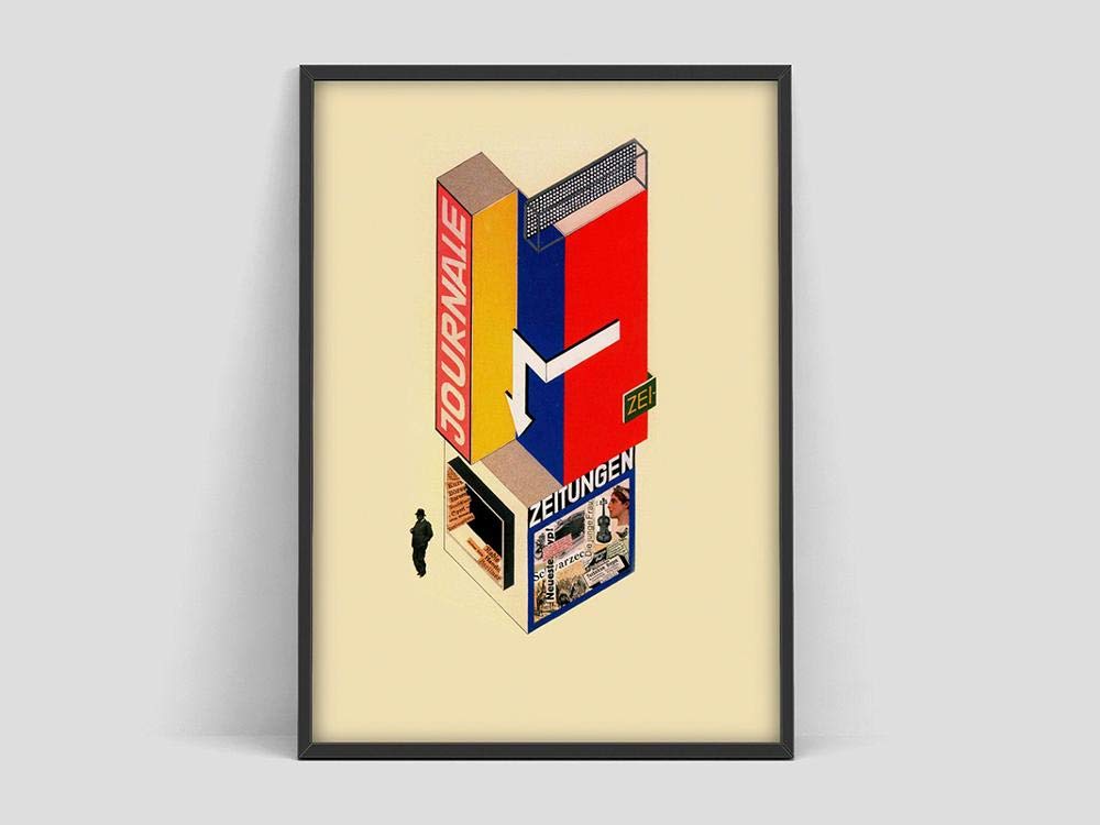 HJGB Bauhaus Kiosk design poster, Weimar 1923, Bauhaus Exhibition print, Bauhaus Print, Family frameless canvas painting S 30x40cm