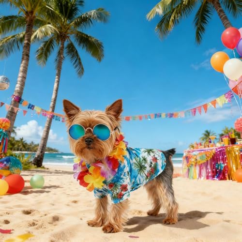 Disfraz hawaiano para mascotas 3 piezas talla M miniatura 7