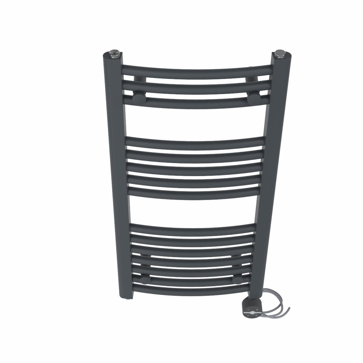 Nrg Anthracite Prefilled Curved Electric Heated Towel Rail Radiator Thermostatic Bathroom Warmer With Touch Screen Display 800X400mm - 400W