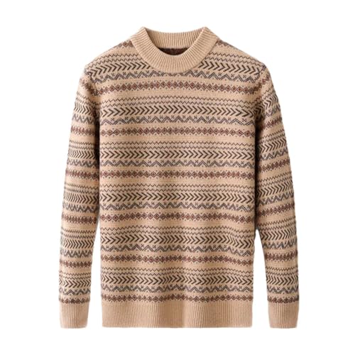 Men Wool Thicken Sweater Winter Long Sleeve Mockneck Striped Warm Solid Wool Pullovers