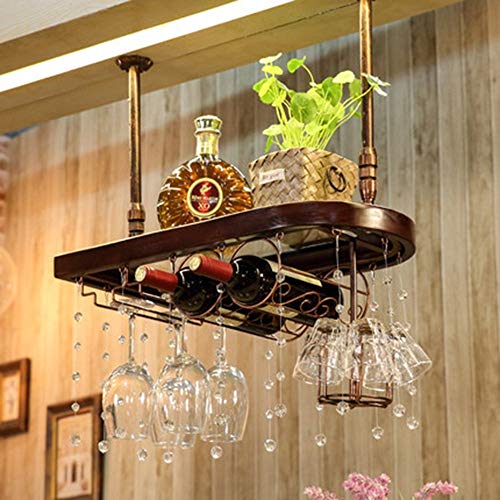 Casier à vin en bois massif MU avec porte-verre suspendu élégant