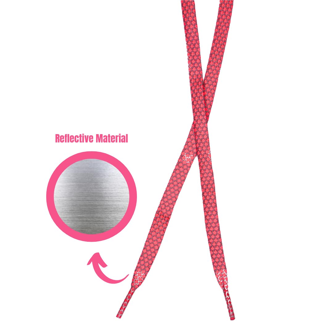 Galaxy Skates Reflective Roller Skate Laces – 96” Light-Reflective Pink Shoelaces for Skates