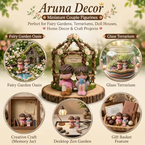 Image of Miniature Coffee Couple Set of 2, Dollhouse Accessories, Miniature Garden Decoration, Collectible Table Decor Gift for Coffee Lovers
