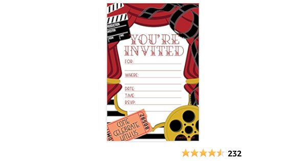 Movie Party Invitations - Fill In Style (20 Count ... - Amazon.com