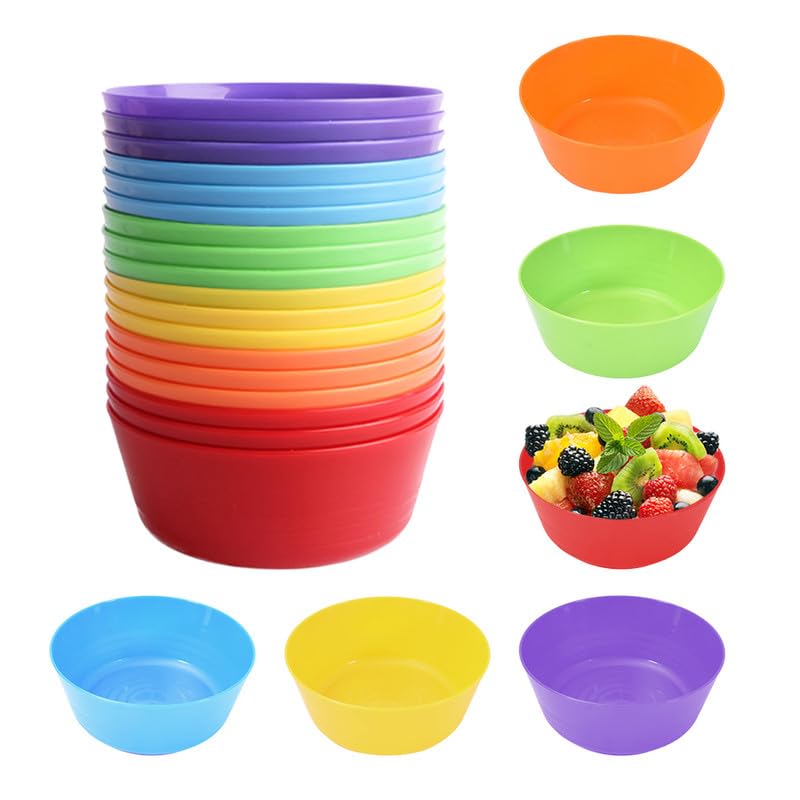 HMCEY 18 Piezas Cuencos Plastico Reutilizables 370 ML,Bol Desayuno Plastico Colores,Tazones Aperitivos,Bowls Cocina Ensalada,Bol Ramen para Sopa,Cuencos para Fruta DecoracionBowl para Palomitas