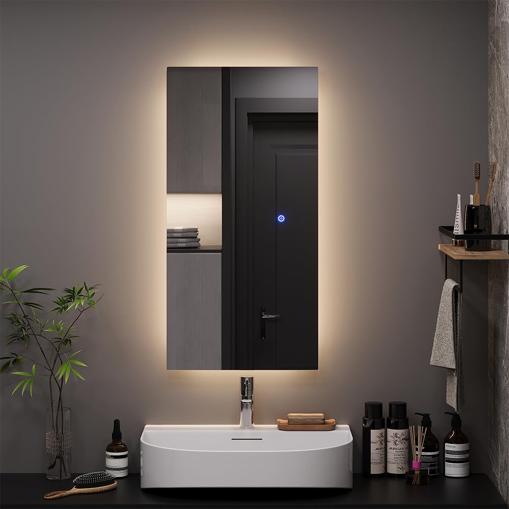 Vicco Badezimmerspiegel Miral, Glas, 40 x 80 cm mit Backlight Beleuchtung