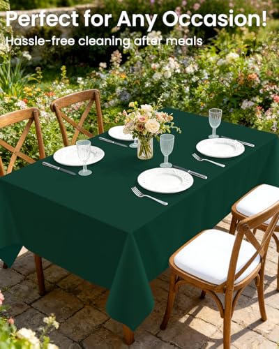 Image of LANLISA 4 Pack Dark Green Plastic Tablecloth Disposable, 54 x 108 Inch