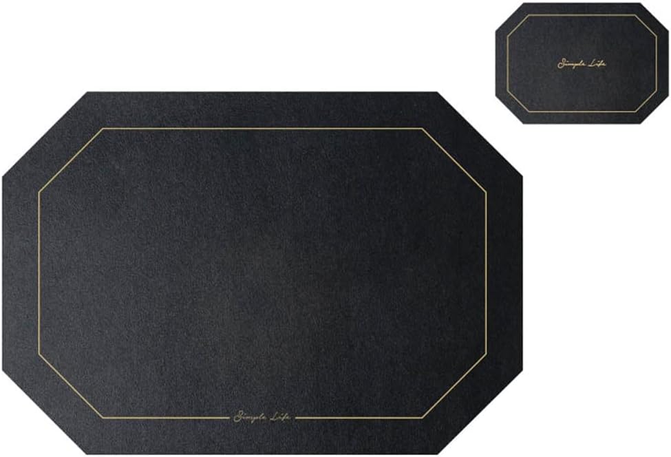 4 Pcs Octagon Leather Placemat Tableware Pad with Coaster Kitchen Tablemat Washable Bowl Cup Pads (Color : F, Size : 4330cm)