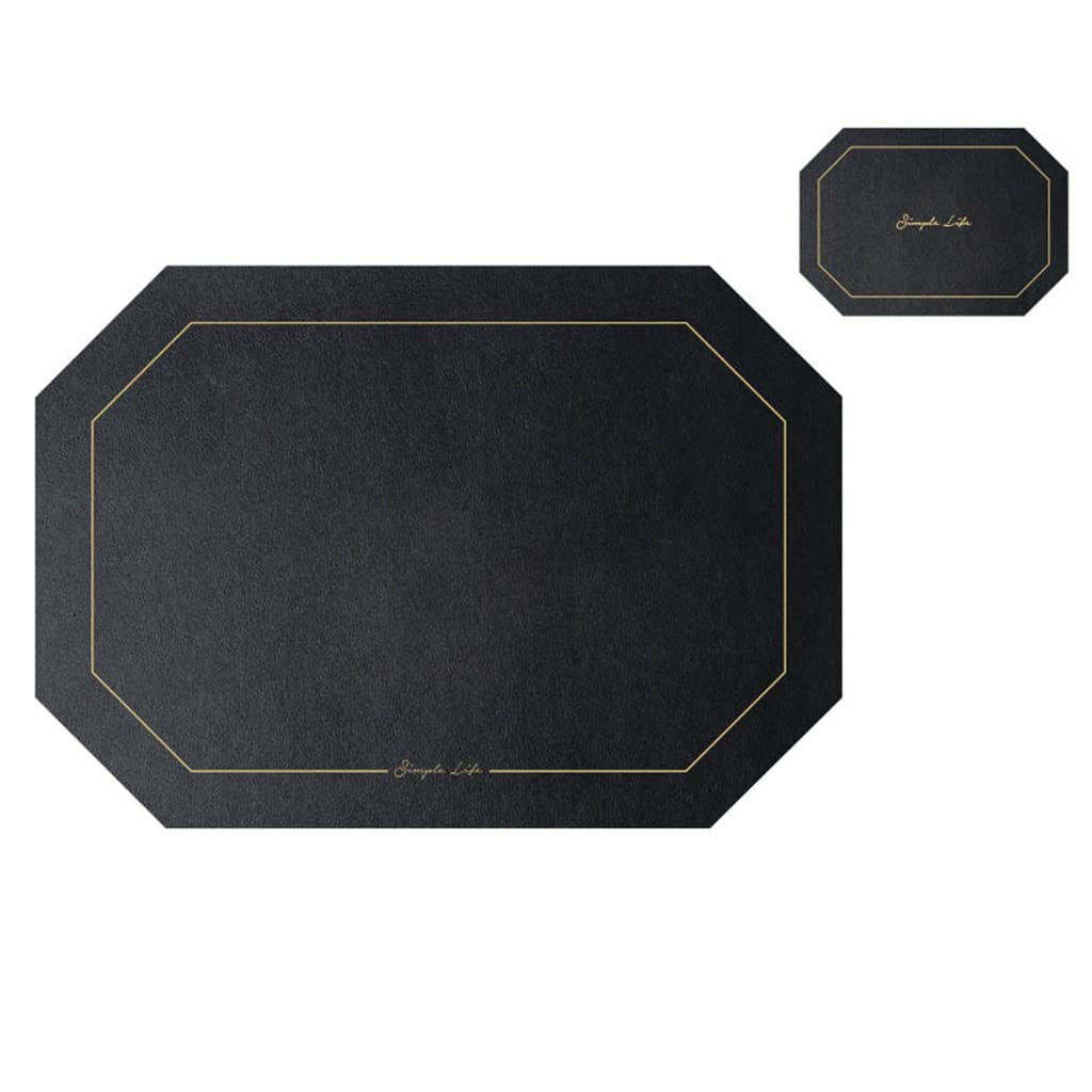 IANSHFKN 4 Pcs Octagon Leather Placemat Tableware Pad with Coaster Kitchen Tablemat Washable Bowl Cup Pads