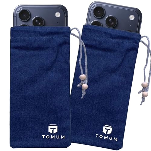 TOMUM EMF Shield Sleeve for Cell Phone - EMF Protection Smartphone Pouch - Anti EMP Bag - Signal Reducing Case for Radiation EMP 5G RFID Blue (2 Pack)