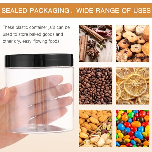 Image of Patelai 4 Pcs Plastic Jars Wide Mouth with Lids,16 Ounce,Black