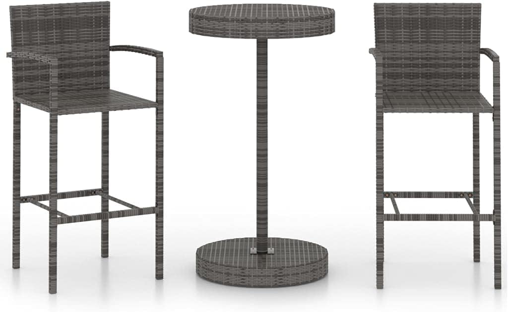 Outdoor Furniture Set, Patio Table and Chairs, Bar Stools Set,Bar Height Patio Table & Chairs Set Furniture Patio All Weather Outdoor Patio Furniture,3 Piece Garden Bar Set Poly Rattan Gray