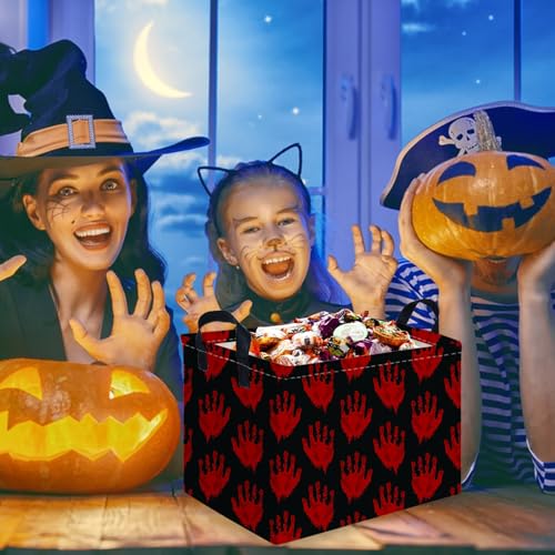 Image of Halloween Ghost thriller basket,Empty Halloween basket,Horror and thriller decor,Trick or Treat Box for Boys and Girls,Horror decor(Handprint)