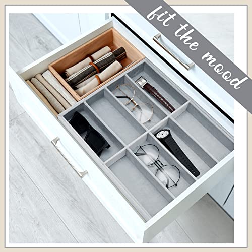 Amylove 2 Pieces Sunglass Organizer Trays Velvet Glasses Tray Stackable Jewelry Organizer Trays Sunglass Display Organizer Sunglass Display Box, 8 Grids (Gray) #TOP5