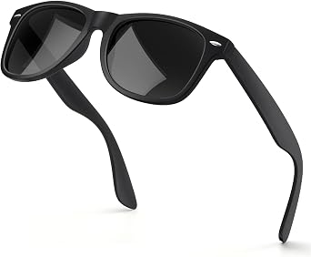 نظارات شمسية مستقطبة - رجالي - نسائي - UV400 - حماية النظارات الشمسية المستطيلة Retro Black نظارات شمسية للجنسين ظلال خفيفة كلاسيكية لركوب الدراجات