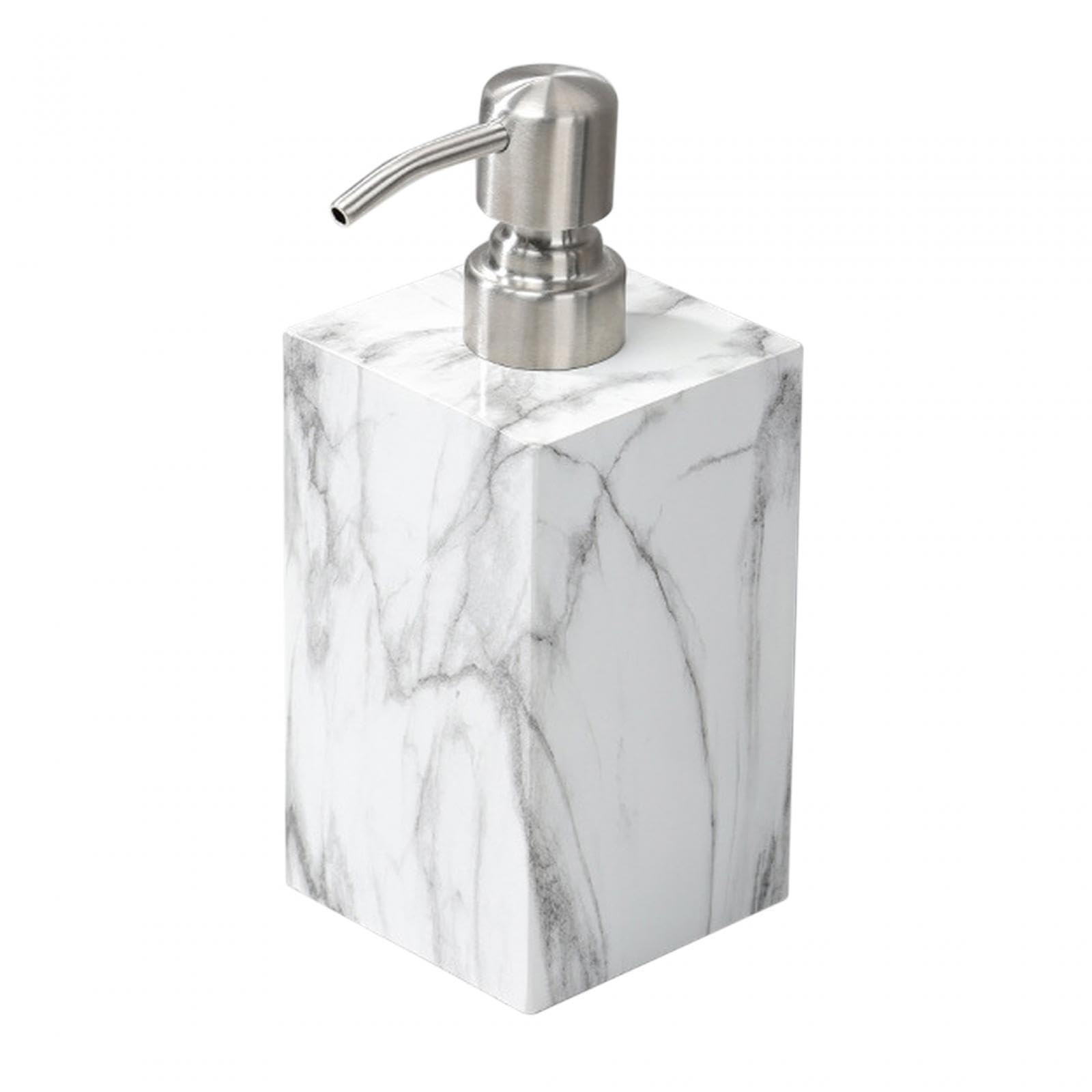 PIXZCSA Liquid Pump Bottle Countertop Dispensers 500ml Marble Pattern Soap Dispenser Addition To Bathroom Decor Restroom Bathroom Soap, white rim texture, 7.4x7.4x15cm