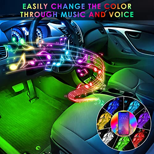 Abnija Interior LED Strip Light - 48 LED DIY 16 Million Colors, Microphone App Control, Smart Phone Music Sync RGB Under Dash Waterproof Lighting Kit with Car Charger, USB DC 12V by Abnija - Image 4